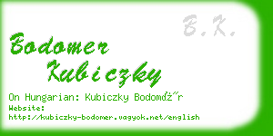 bodomer kubiczky business card